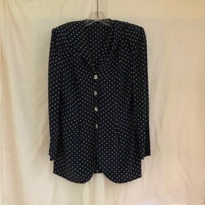 Vintage navy dot silk soft blazer - by Amuleti